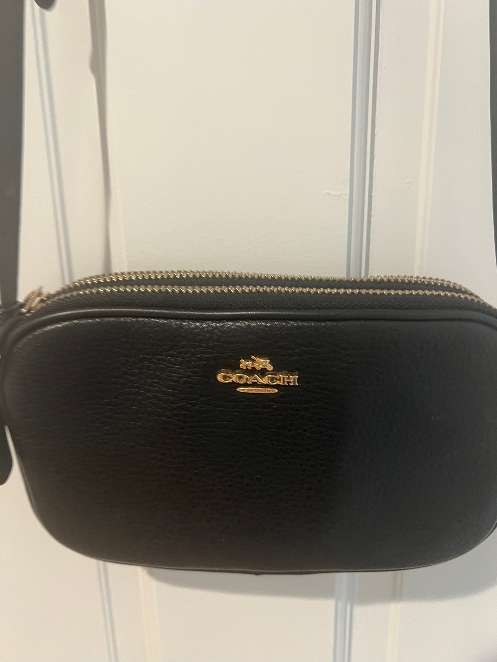 Coach Black Pebbled Leather Crossbody with Gold Hardware